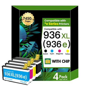 936XL 9125e 936 Ink Cartridges Combo Pack: Replacement for HP 936e 936 Ink Cartridges for HP Printers OfficeJet Pro 9125e 9120e 9730e 9135e 9130e 9130 9130b 9128e 9122e 9110b 9120b Series