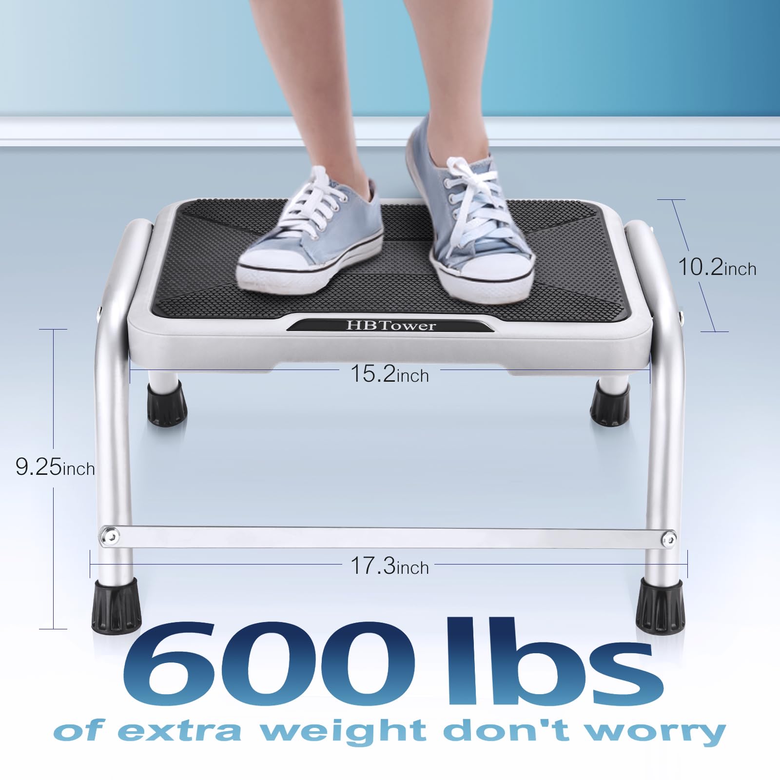 Hbtower One Step Stool for Adults Kids with Non-slip Rubber Feet, 1-Step, Gray