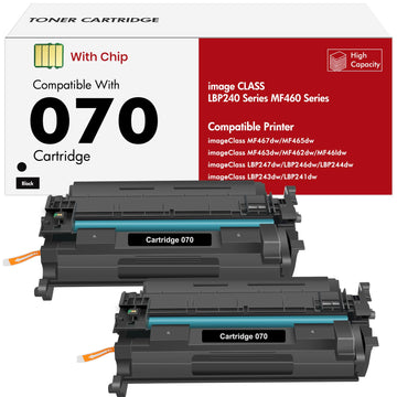 070 Black Toner Cartridge 2-Pack Compatible Replacement for Canon 070 Toner Cartridge crg-070 for imageCLASS MF465dw MF462DW LBP247dw LBP246dw LBP240 MF460 MF462 LBP247 LBP246 Printer