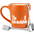 Large 14oz Plant Lover Gifts The Gardenfather Funny Plant Pot Mug With Shovel Spoon & Rake Fork - Handmade Gardener Gifts For Men Grandpa Dad Husband Friends – Funny Gardening Lovers Coffee Mug