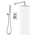KENES Square Rainfall Shower System Faucet Set, Brushed Nickel Rain Shower Head and Handle Set, 10 Inch Stainless Shower Head with Handheld Spray (Shower Valve Included), LJ-6026A