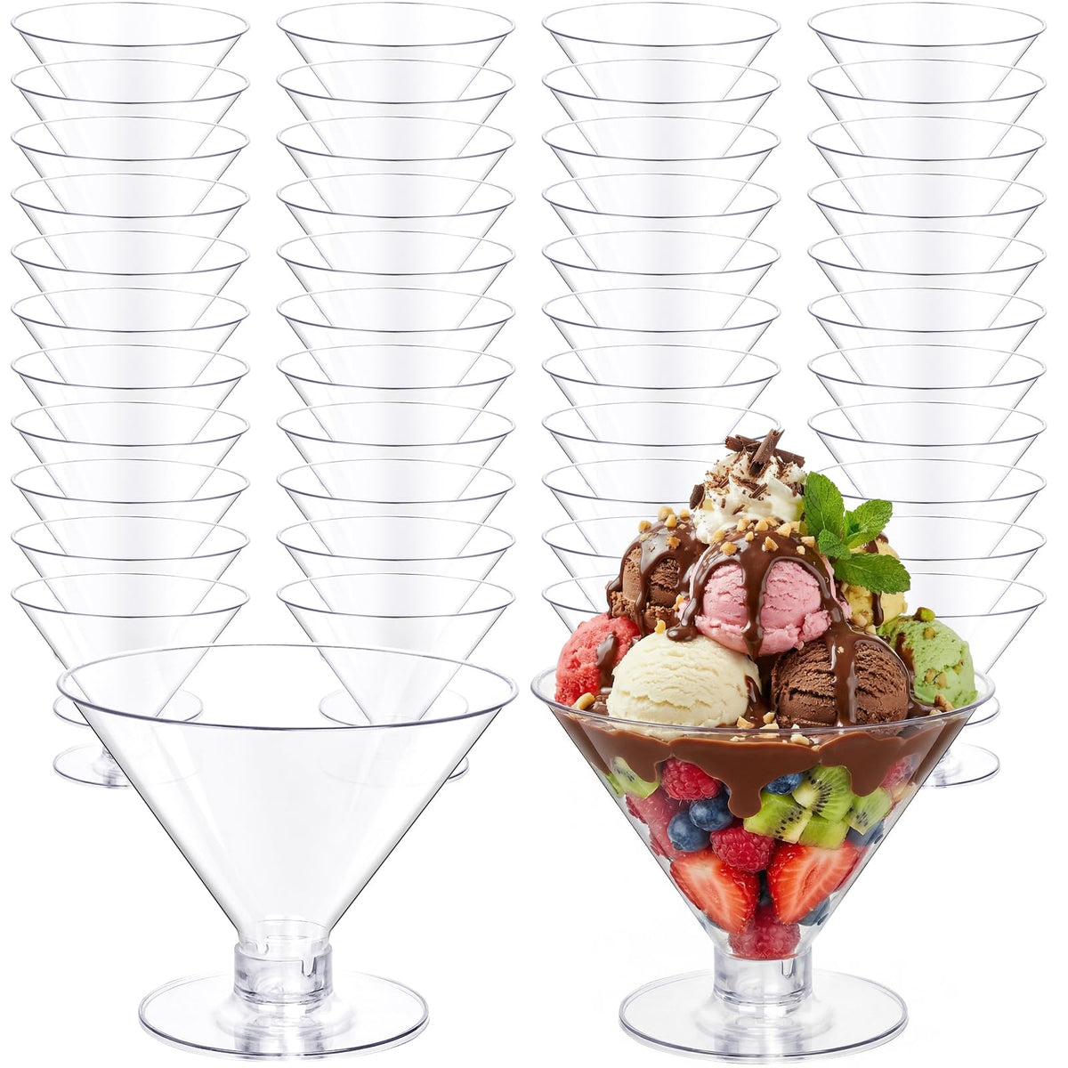 100 PCS Clear Plastic Martini Glasses - 5oz Disposable Cocktail Coupe Glasses for Parties & Gatherings & Weddings & Bars