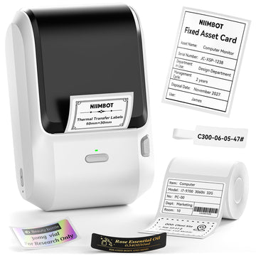 NIIMBOT M3 Label Maker Machine with Tape, 3'' Bluetooth Label Printer | Thermal Transfer Sticker Printer for Small Business, Cable, Equipment, Works with Phones & PC(Not for 4x6 Shipping Label)