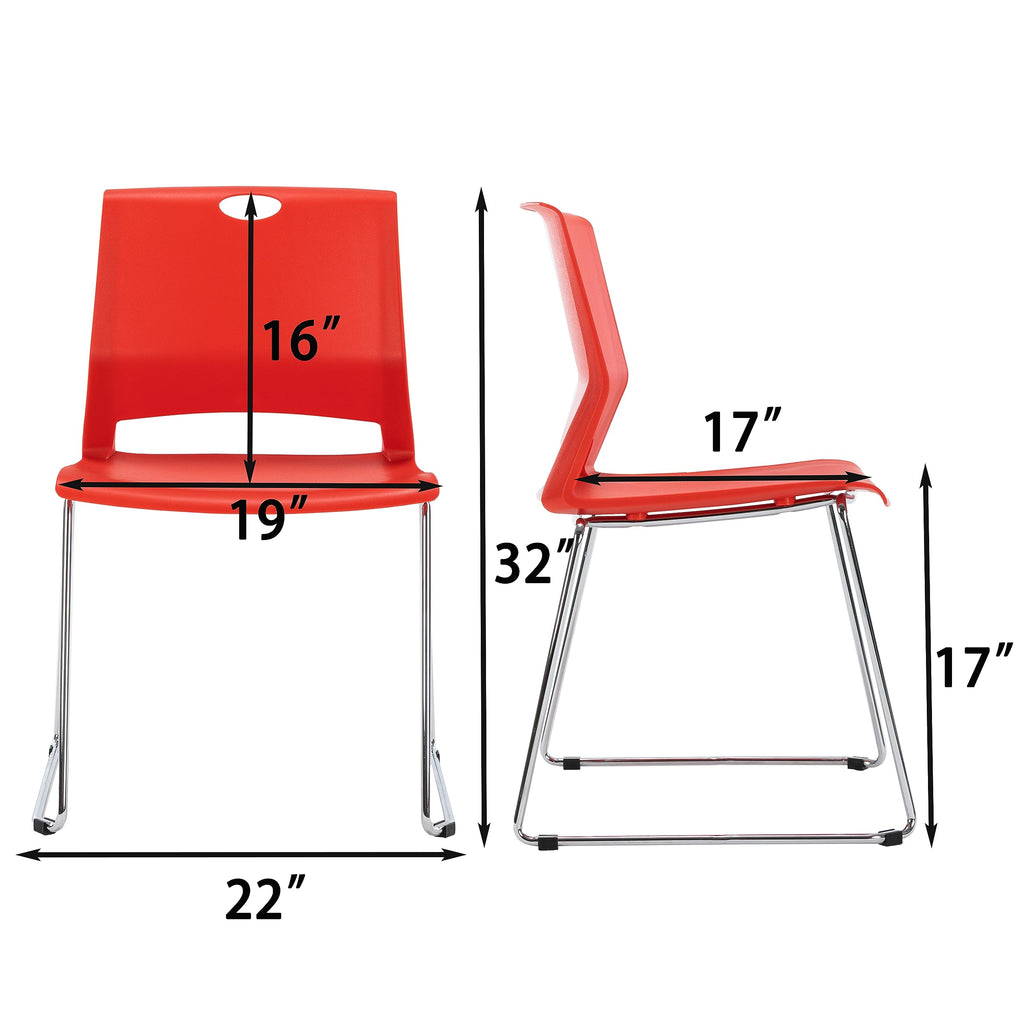 Sidanli Red Stacking Chairs-set of 4, W22*D21*H32 INCH