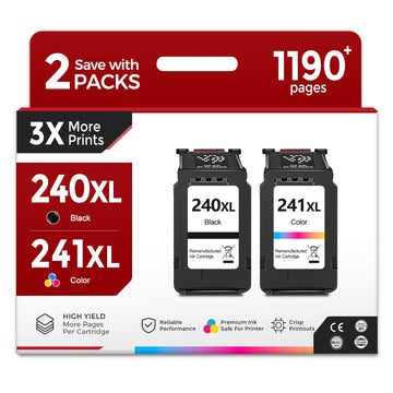 240XL 241XL Ink Cartridges Replacement for Canon PG-240 and CL-241 black color combo pack work with PIXMA MG3620 MG3600 5120 TS5120 MG 3620 3600 2120 2220 3120 3122 3220 3222 4120 4220 Printers