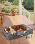 OhGeni Orthopedic Dog Bed Couch Cat Sofa for Large Sized Pets with Memory Foam, Machine-Washable Waterproof Removable Cover, Soft Comfortable Fabric, 35-inch (Gray)