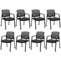 Clatina Rolling Conference Room Chairs Set of 8, Stackable Office Guest Reception Chair with Armrests and Wheels, Mesh Back Waiting Room Stools