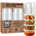 Healthy Packers Plastic Deli Containers with Lids (8oz 50 Sets) - Clear Plastic Containers with Airtight Lids - Great for Your Slime Kit, Food - BPA Free | Leakproof - Microwaveable & Freezer Safe