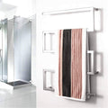 Heated Towel Rail Rails Hot Towel Warmer, Stainless Steel Electric Heated Towel Rack, Wallmounted Square Towel Drying Rack 35" 26", 65W for Bathroom (Color : Hardwiring) (Plugin)