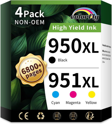 colorfly 950xl and 951xl Ink Cartridges Combo Pack Compatible for hp 950 951 Ink Cartridges Combo Pack Replacement with OfficeJet Pro 8600 8610 8620 8100 8630 8660 8640 8615(4 Pack)
