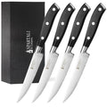 Premium 4.5-Inch Steak Knife Set of 4 – Serrated Stainless Steel Blades with Ergonomic Handles – Razor-Sharp Cutlery for Effortless Meat Slicing – Dishwasher Safe, Rust-Resistant.