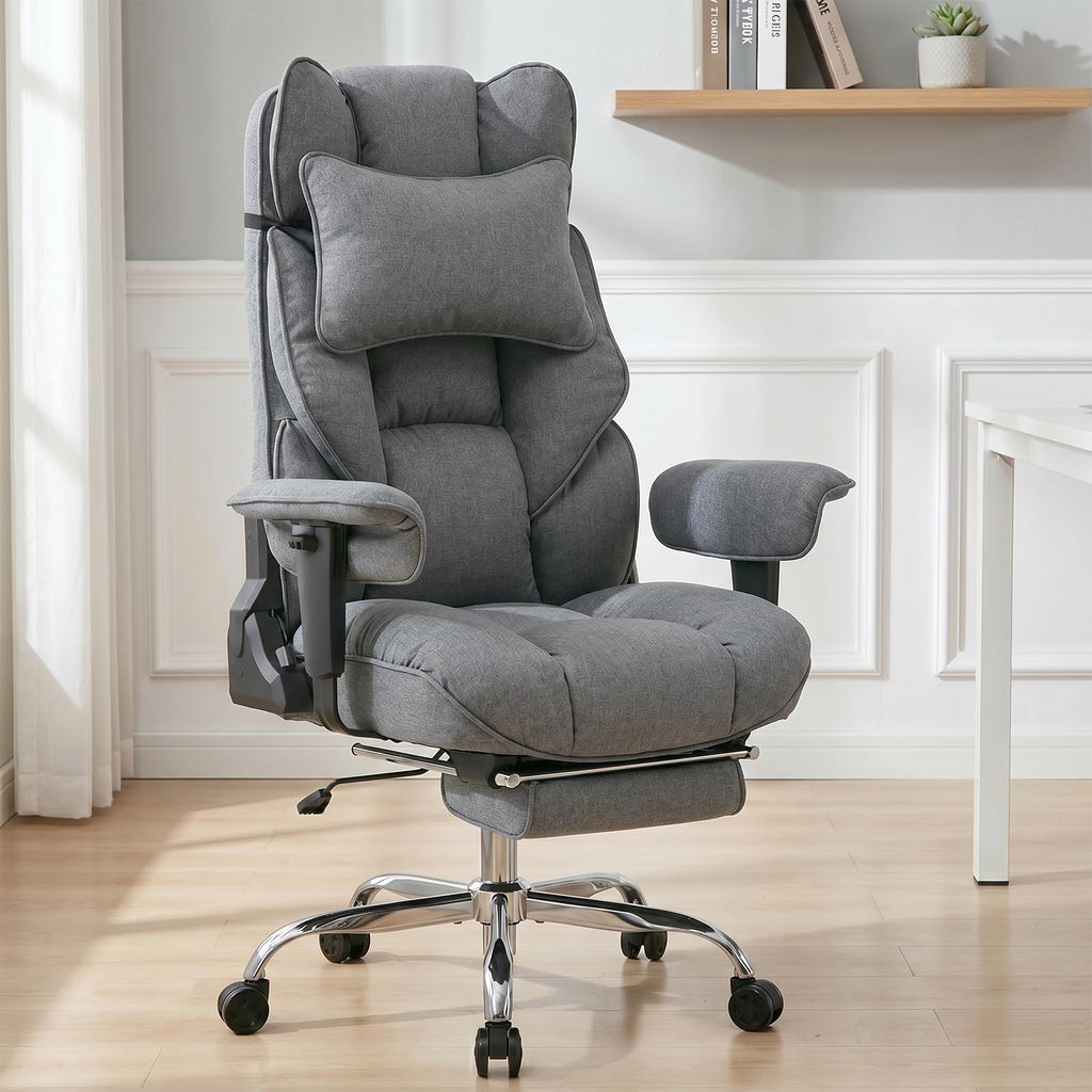 Mokodo Big and Tall Office Chair 400lbs, Breathable Fabric Executive Desk Chair with Pocket Spring Cushion, 155° Reclining Computer Chair with