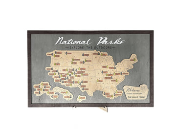 Lemap US Wooden National Parks Travel Map With Trees To Record Park Visits (Light Grey, Size M/Ships from Amazon)