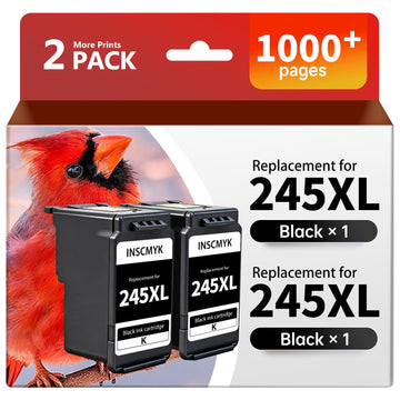 PG-245XL Replacement for Canon 245XL Black Ink, High Yield Ink for Canon MX490 MX492 MG2520 MG2522 TR4522 TR4520 TR4500 TS202 TS3122 TS3320 TS3322 Printer, 2-Pack Black