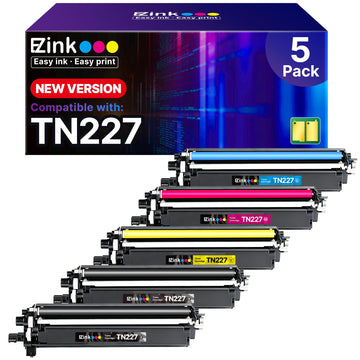 E-Z Ink TN227 Compatible Toner Cartridge Replacement for TN-227BK/C/M/Y High Yield Brother TN227 Toner TN 227 TN-223BK/C/M/Y for HL-L3270CDW HL-L3290CDW MFC-L3770CDW MFC-L3750CDW HL-L3210CW (5 Pack)