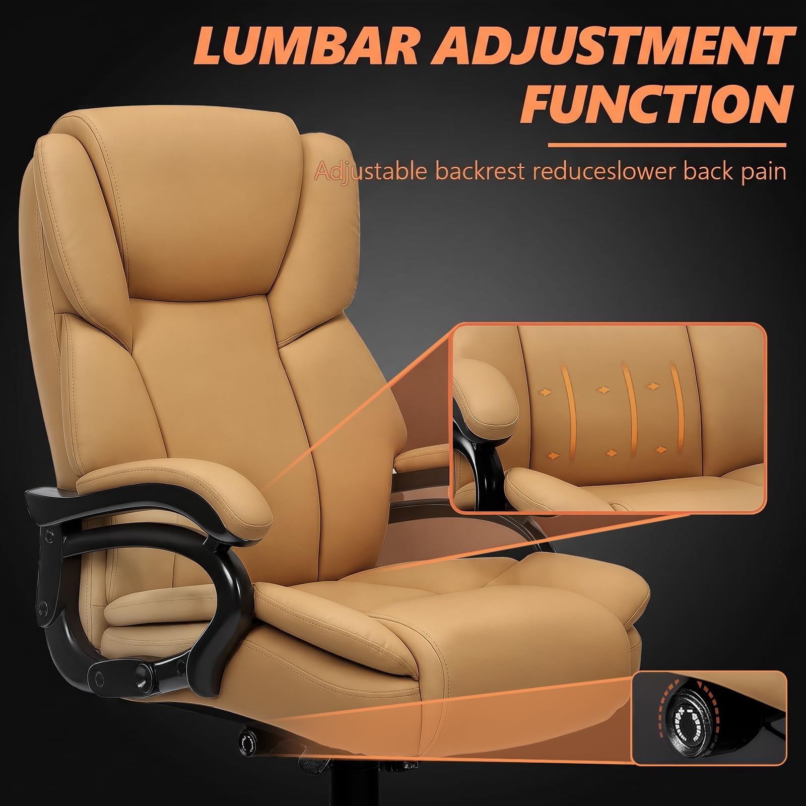 Indulgear 500lbs Big and Tall Office Chair for Heavy People,heavy Duty Comfy Office Chair,high Back Executive Computer Chair with Lumbar