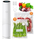 1800mAh Compact Vacuum Sealer for Food (Vacuum Sealer Machine + 30 Reusable Bags), 80kPa Powerful Handheld Food Sealer With LCD-Display, Visible Water Tank Portable Seal Meal Saver(White)