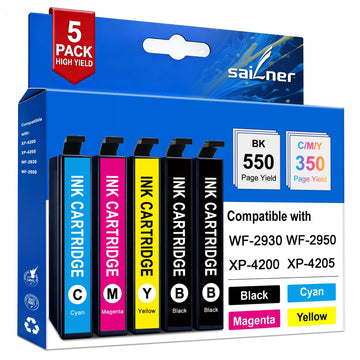 SAILNER Remanufactured Ink Cartridge Replacement for Epson 232 232XL Ink Cartridges for Epson Printer Work for XP-4200 Printer Ink cartridges XP-4205 WF-2950 WF-2930(5-Pack,Black/Cyan/Magenta/Yellow)