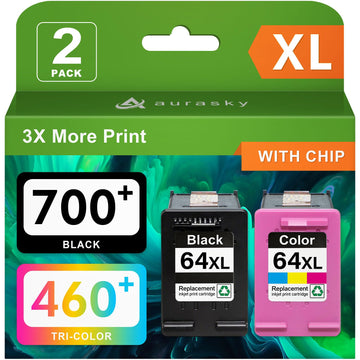 64XL Ink Cartridges Black and Color Replacement for HP Ink 64XL 64 XL Combo Pack Compatible for Envy Photo 7800 7855 7858 7155 7120 7158 7100 7164 6200 6252 6255 Tango X Terra Printer