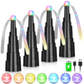 Fly Fans for Tables, Rechargeable Fly Fan Table Top Fan with LED Light, Fly Spinner with Soft Holographic Blades for Picnic, Restaurant, Party, Home, and BBQ (4 Pack)
