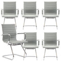 Dm Furniture Conference Room Chairs Set of 6, Waiting Room Chairs with Arms, Faux Leather Reception Chairs No Wheels, Office Guest Chairs with