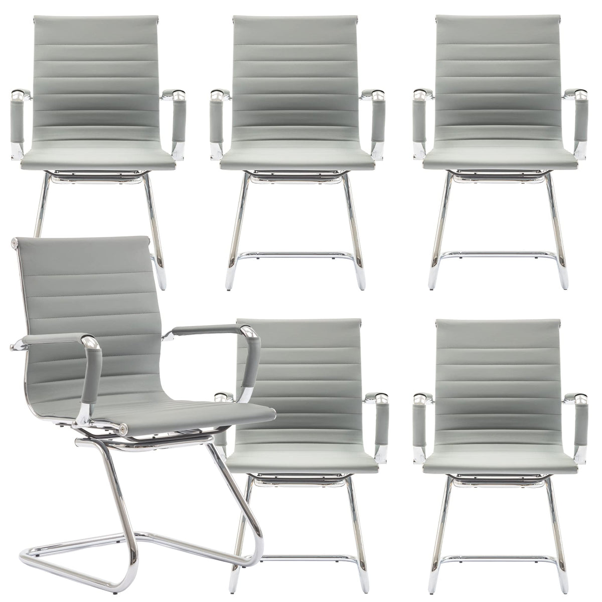 Dm Furniture Conference Room Chairs Set of 6, Waiting Room Chairs with Arms, Faux Leather Reception Chairs No Wheels, Office Guest Chairs with