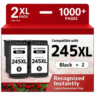 245XL Ink Cartridges for Canon PG-245XL Black, 2 Pack | High Yield, Compatible with Canon PIXMA MG2522 MX490 MX492 MG2500 TR4520 TS3322 TS3122 Printers
