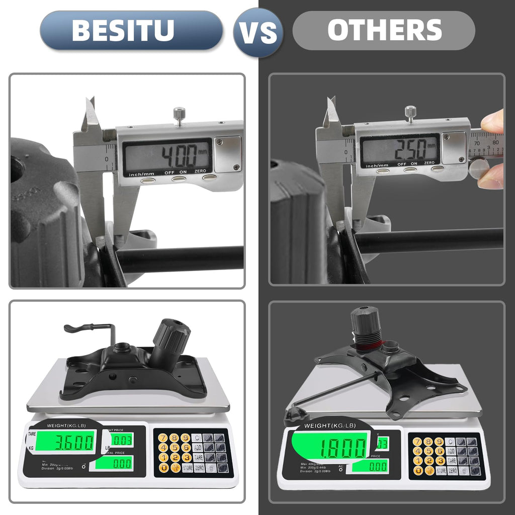 Besitu 5.98" × 8.74" Mounting Holes, 300 Lbs Office Chair Replacement Parts Chair Base Heavy Duty Plate Swivel Tilt Control Seat Mechanism for