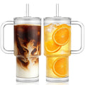 KEMORELA 26oz Ribbed Glass Tumbler with Handle & Lid – 2-Pack iced coffee cups with lids reusable, Coffee Bar Accessories for Cold & Hot Beverages, Aesthetic Travel Cup for Smoothies, Tea, and Juice
