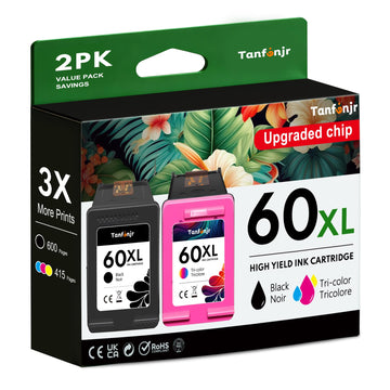 60XL Ink Cartridges Combo Pack Color and Black Compatible for HP Ink 60 60XL Work for PhotoSmart D110 C4780 C4680 C4795?Deskjet D2680 F2430 F4210 F4440 D2530 D2545 ?Envy 100 110 120 Printers 2Pack