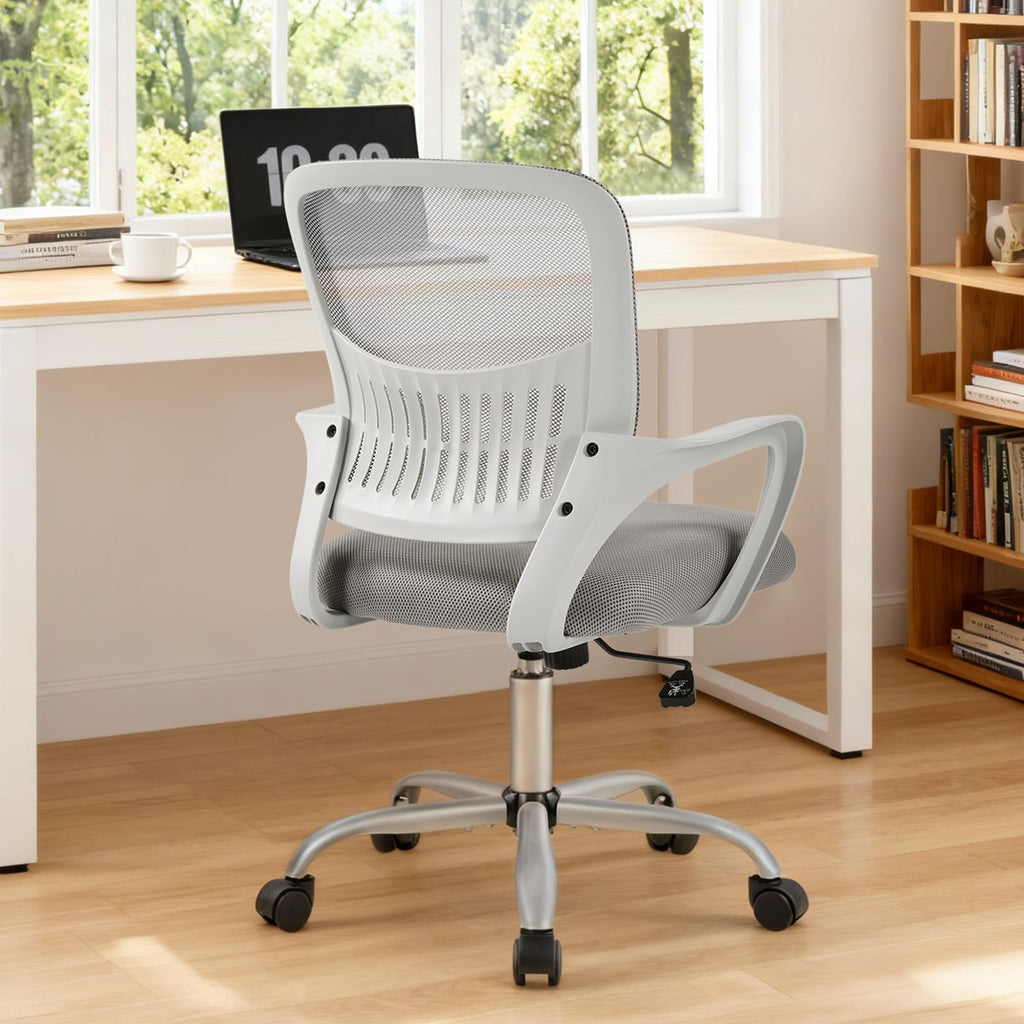 Sweetcrispy Computer Desk Chair, Mesh Office Chair, Lumbar Support, Grey, 23 Inch