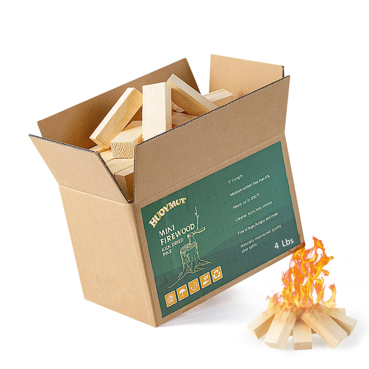 Mini Fire Sticks Wood,5" Lengths Kiln Dried Pine Small Firewood,Barkless Kindling Fire Logs,Fire Pit Accessories Great for Stove Mesa XL,Tabletop Firepit,Pizza Oven Wood,4Lbs
