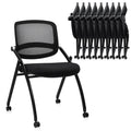 Clatina Stackable & Foldable Conference Chair with Wheels, Ergonomic Mesh Back,300lbs Capacity, Breathable Padded Seat, Armless Office Chair