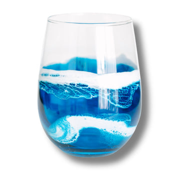 Handmade Beach Themed Wine Glass, Stemless, 17 oz Painted Resin Large
