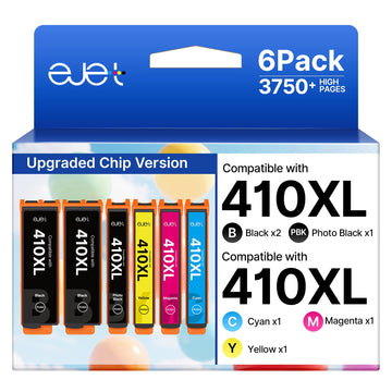 Remanufactured for 410 Ink Cartridges 6-Pack Replacement for Epson 410 Ink Cartridges for 410XL Work with Expression XP-7100 XP-830 XP-640 XP-530 XP-630 (2 Black, Cyan, Magenta, Yellow, Photo Black)