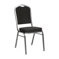 Flash Furniture Hercules Fabric Crown Back Stackable Banquet Chair, Silver, Set of 1, Black Fabric/silver Vein Frame
