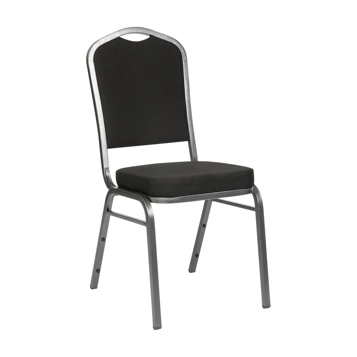 Flash Furniture Hercules Fabric Crown Back Stackable Banquet Chair, Silver, Set of 1, Black Fabric/silver Vein Frame