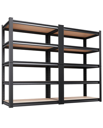 AOAORGG 2 Pack Garage Shelving Heavy Duty Storage Shelves, Metal Adjustable Shelving Unit, Utility Garage Organizer Shelf for Basement, Pantry, Kitchen, Warehouse, 71.2" Hx31.5 Wx13.8 D, Black