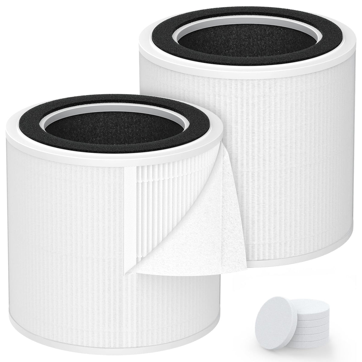 2 Pack AP02 Replacement Filter Compatible with WESTHEY AP02 Air Purifier, 360° 4-Stage Filtration with Activated Carbon, with 4 Pre-Filters