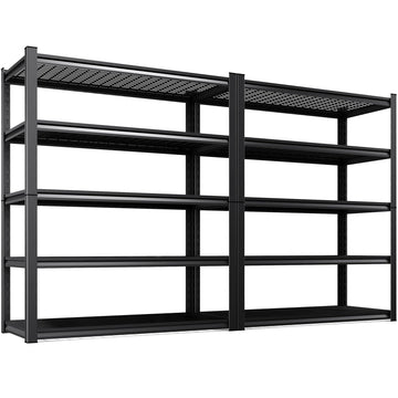 AOAORGG Set of 2 Heavy Duty Garage Shelving 5T Storage Shelves, Adjustable Metal Shelving Unit, Utility Garage Organizer Shelf for Basement, Pantry, Warehouse, Supermarket, 45.6" Wx19.7 Dx78 H