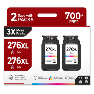 276XL Color Ink Cartridges (2 Pack) Replacement for Canon CL 276 XL CL276XL CL276 Work with Cannon Pixma TS3522 TR4720 TS3500 TS3520 TR4700 TS3700 TS3720 TS3722 TR4722 TR4723 TR4725 Printer