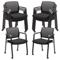 Clatina Mesh Back Guest Reception Arm Chairs with Wheels, Waiting Room Chairs with Upholstered Fabric Seat and Ergonomic Lumbar Support for