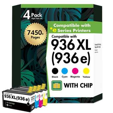 Toner H-Party 936 936XL 9125e Ink Cartridges Combo Pack: Replacement for HP 936e Ink 936XL Black and 936 Color Combo Pack for HP OfficeJet Pro 9120e 9730e 9130 9135e 9122e 9128e 9110b 9120b Printer