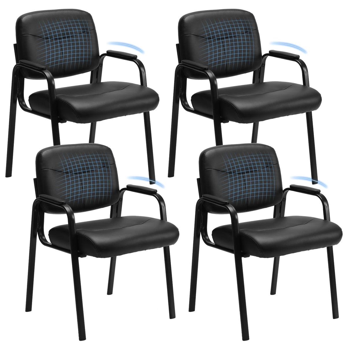 Sweetcrispy Waiting Room Chairs Set of 4, Office Guest Chairs No Wheels, 4 PCS Set, Inky