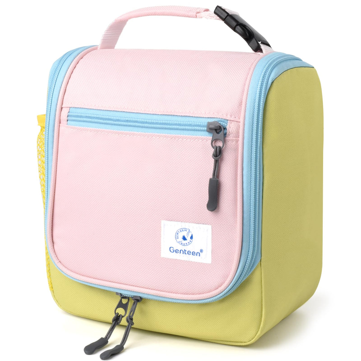 Kids Lunch Box, Insulated Lunch Bag for Kids, Toddler, Girl, and Boy; Holds Lunch Box, Water Bottle, & Snacks; Easy-Clean Water-Resistant Fabric & Multiple Zippered Pockets (Yellow Blue)