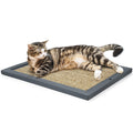 Cat Scratching Post, Natural Wooden Sisal Cat Wall Scratcher, Floor or Wall Mounted Vertical Cat Scratch Pad for Indoor Cats Adults or Kittens, Cat Wall Furniture Protector (Single Grey)