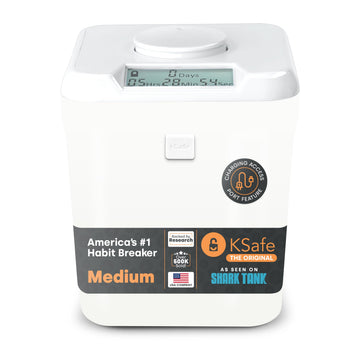????K-Safe Time Locking Container (Medium), Timed Lock Box for Cell Phones, Snacks, and Other Unwanted Temptations (White Lid + White Base, with Access Port)