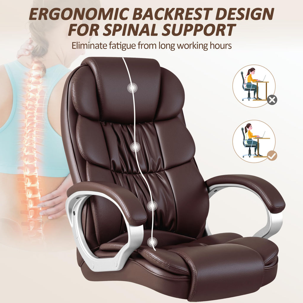Homall Office Chair High Back Computer Chair Ergonomic Desk Chair, Pu Leather Adjustable Height Modern Executive Swivel Task Chair with Padded