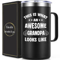 Lifecapido Father Day Gifts for Grandpa, This is What an Awesome Looks Like 20oz Insulated Coffee Mug with Lid & Straw, Father's Day Christmas Birthday Gifts for Grandpa(Black)