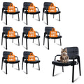 Clatina Big & Tall 400 Lbs Waiting Room Guest Chair Set of 8, Leather Office Reception Chair No Wheels with Backrest Wide Seat and Padded Arms